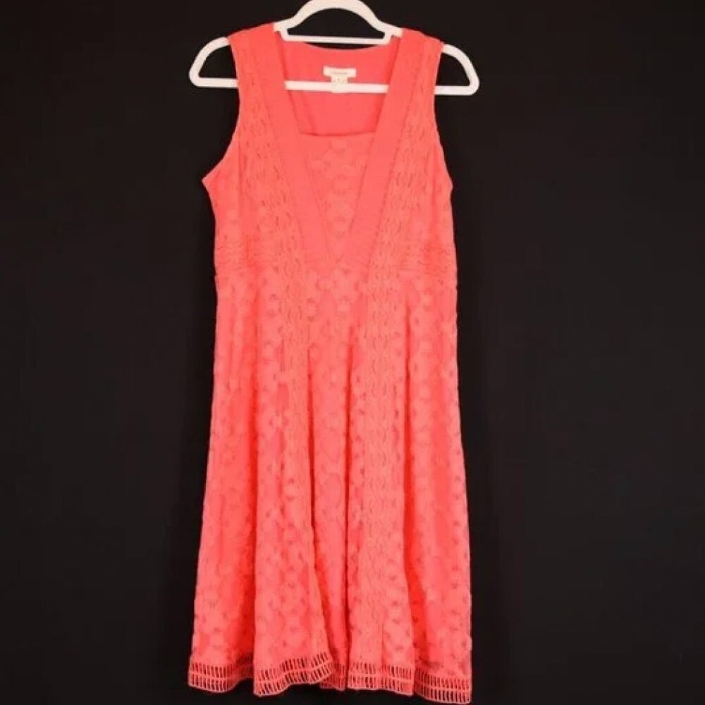 Sundance Romantic Gesture Coral Lace Midi Dress - Picture 1 of 4